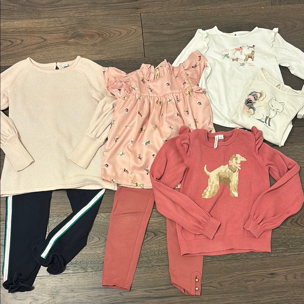 Janie and Jack girls winter bundle, size 7, Dogs